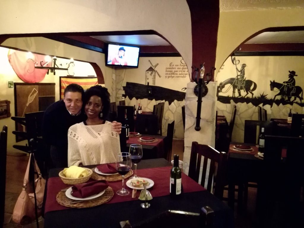 The inside of a restaurant in San Cristobal de las Casas. Fancy restaurant but still low costs.